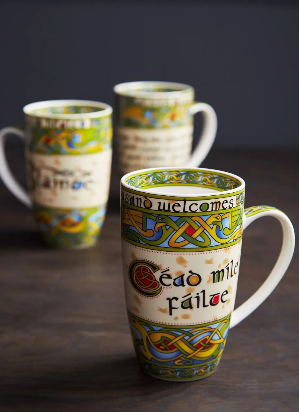 Clara Crafts, Irish Celtic Design Mugs Set of 3