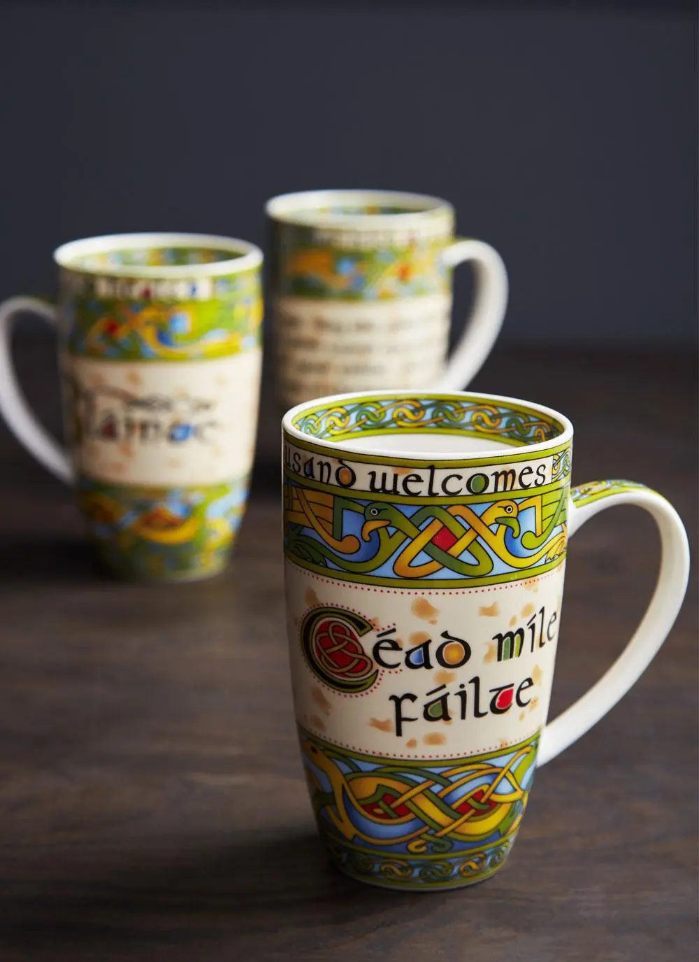Irish Celtic Design Mugs Set of 3