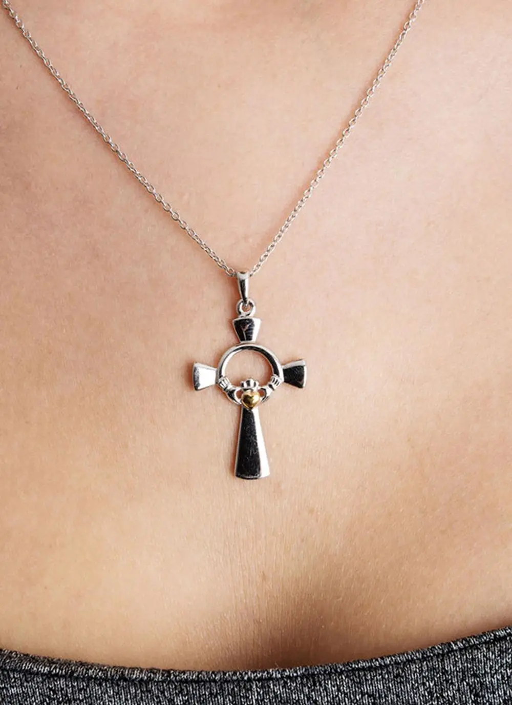Sterling Silver Claddagh Cross Pendant