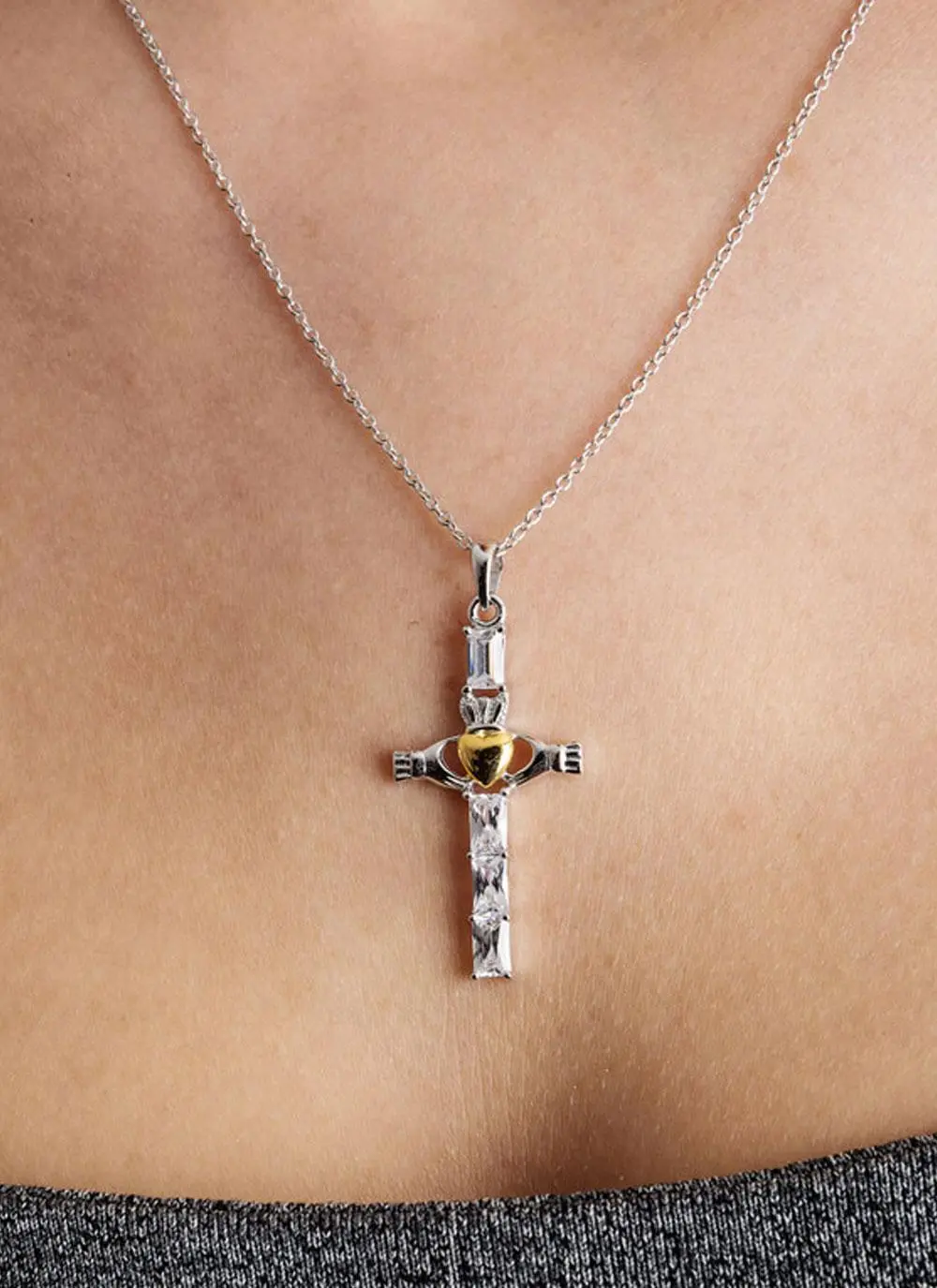Sterling Silver Claddagh Cross Pendant