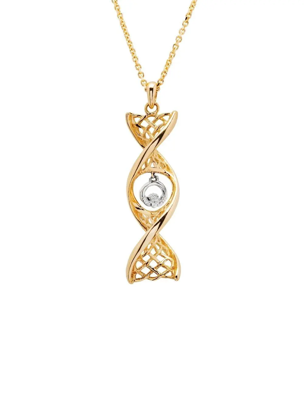 14K Gold Claddagh Twist Pendant