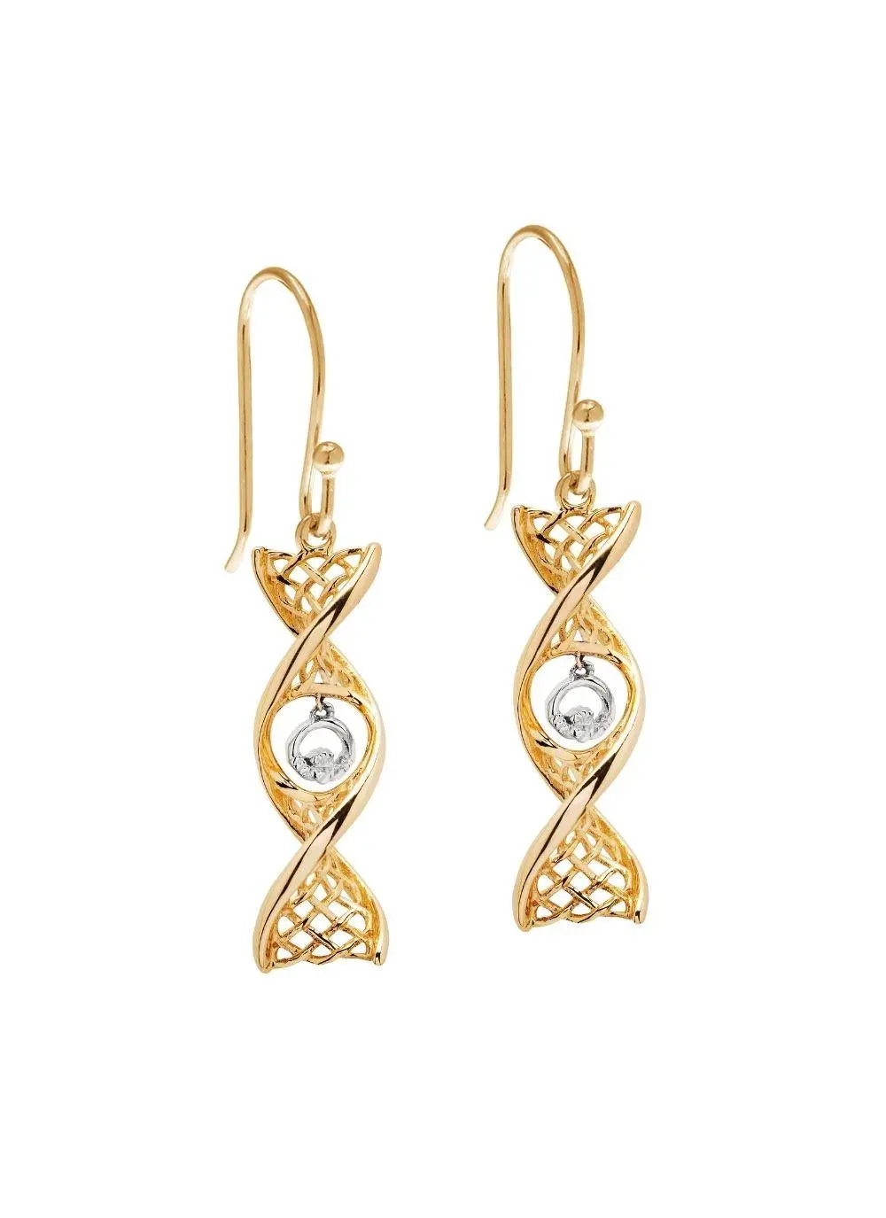14K Gold Claddagh Twist Earrings