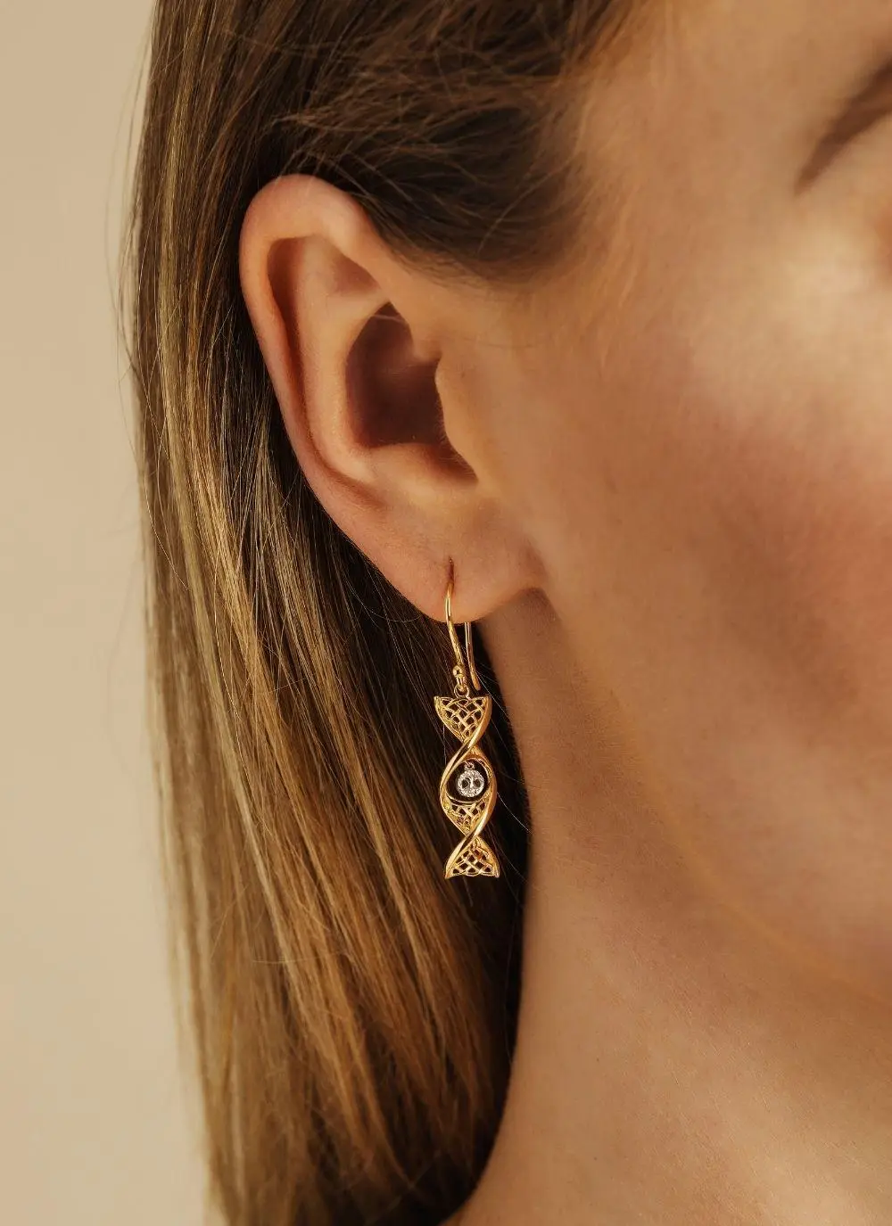 14K Gold Tree Of Life Twist Earrings