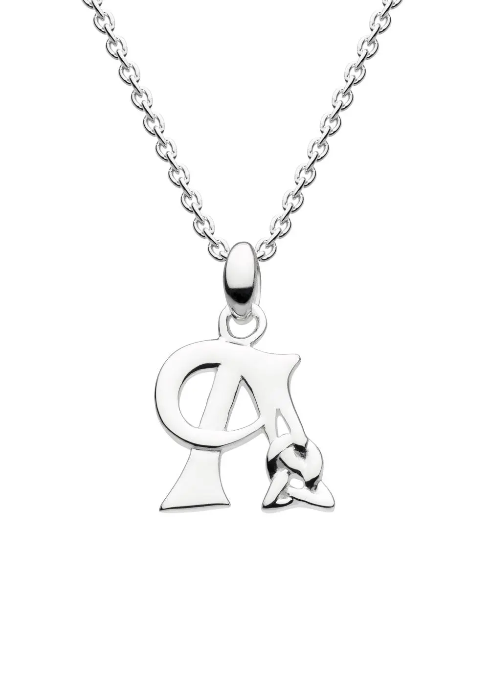 Sterling Silver Celtic Knot Initial Pendant - A