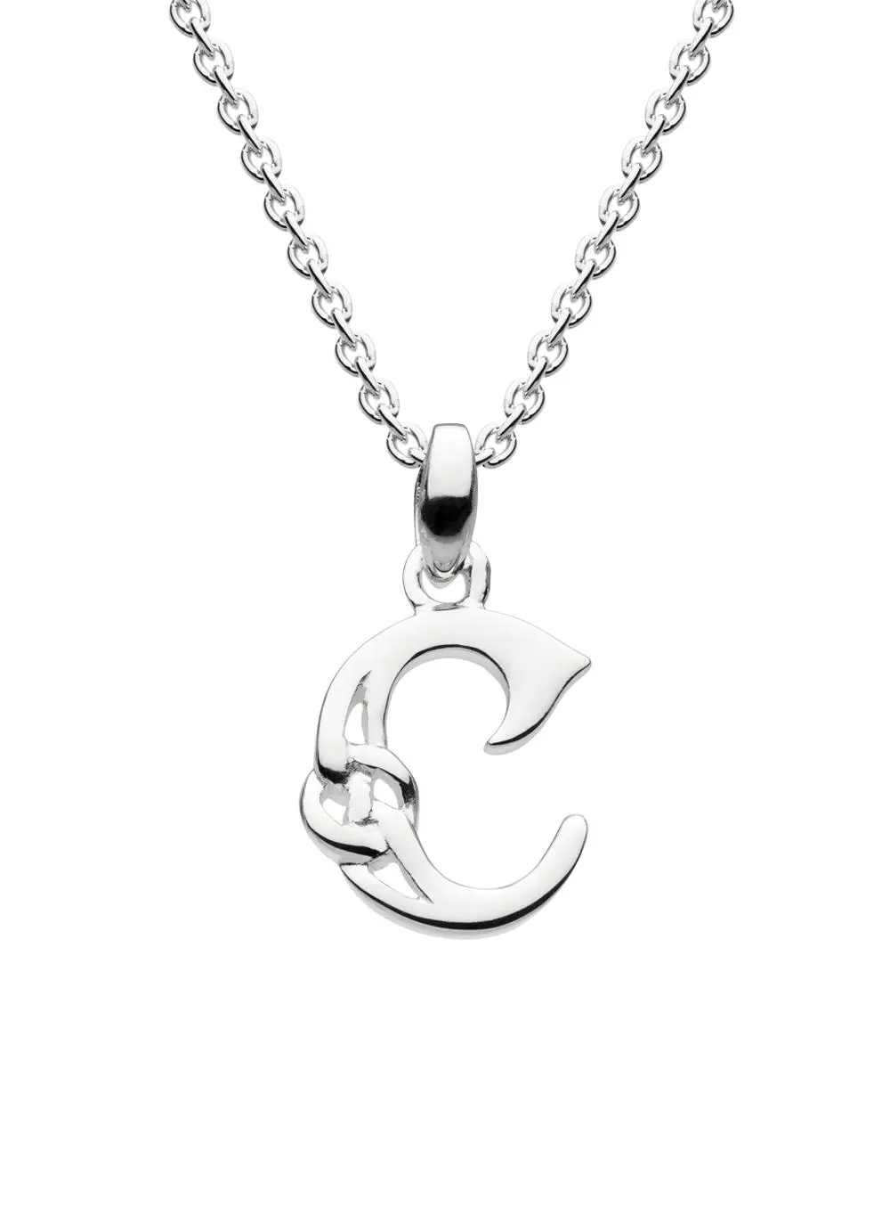 Sterling Silver Celtic Knot Initial Pendant - C