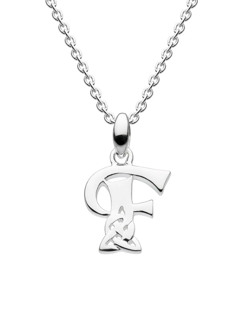 Sterling Silver Celtic Knot Initial Pendant - F