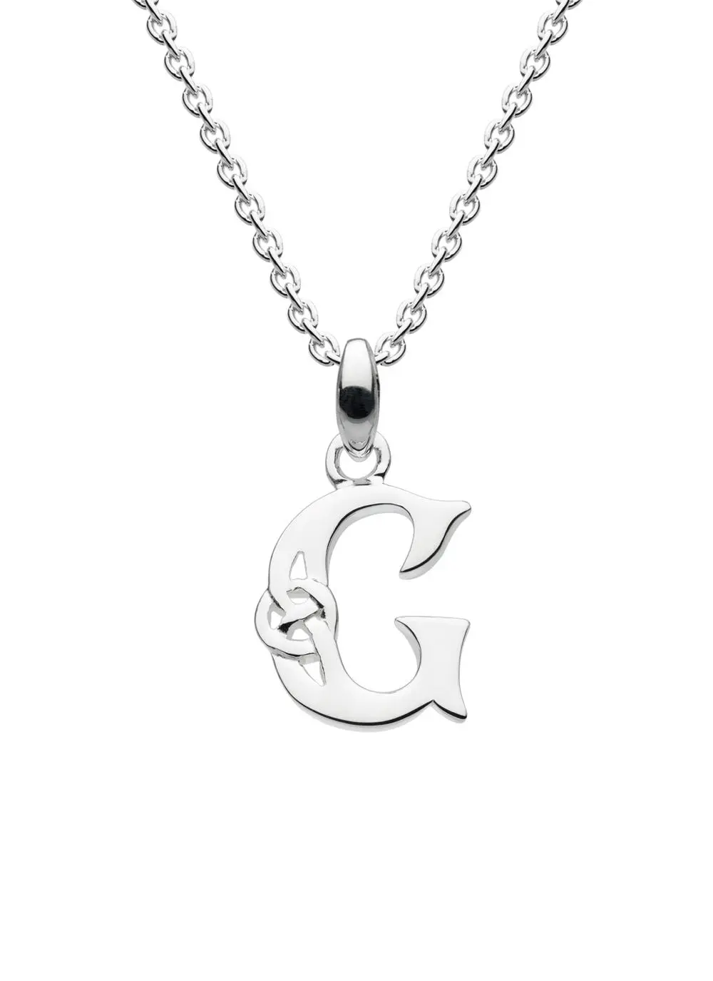Sterling Silver Celtic Knot Initial Pendant - G