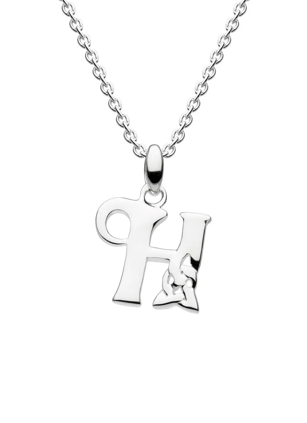 Sterling Silver Celtic Knot Initial Pendant - H