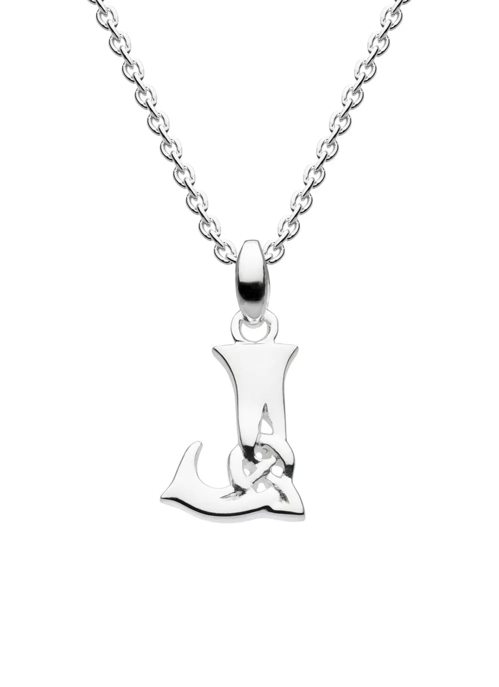 Sterling Silver Celtic Knot Initial Pendant - J