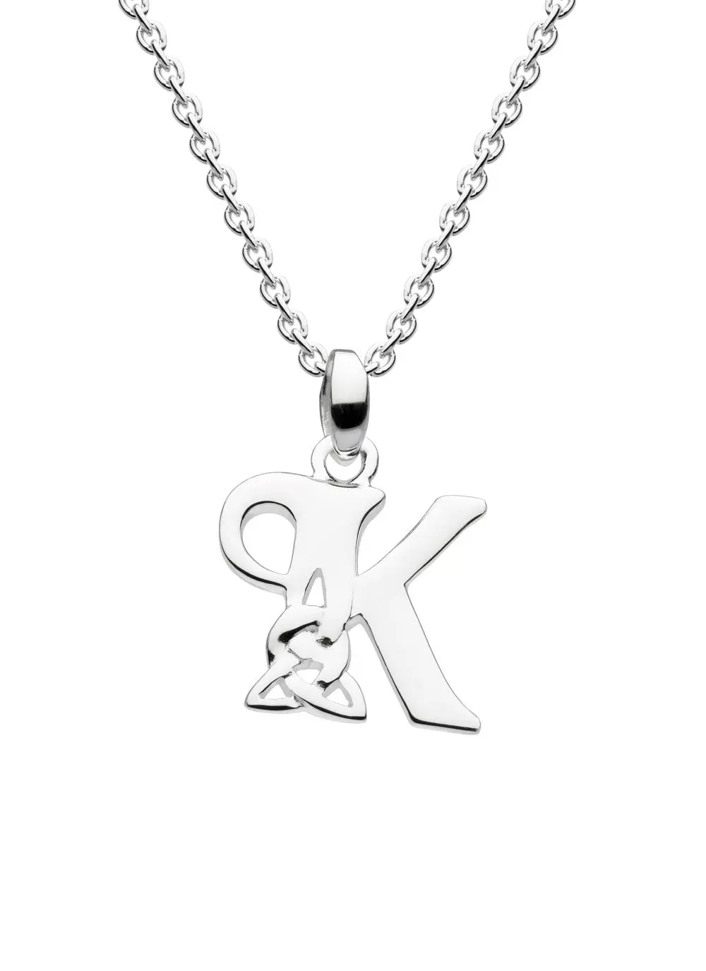 Sterling Silver Celtic Knot Initial Pendant - K