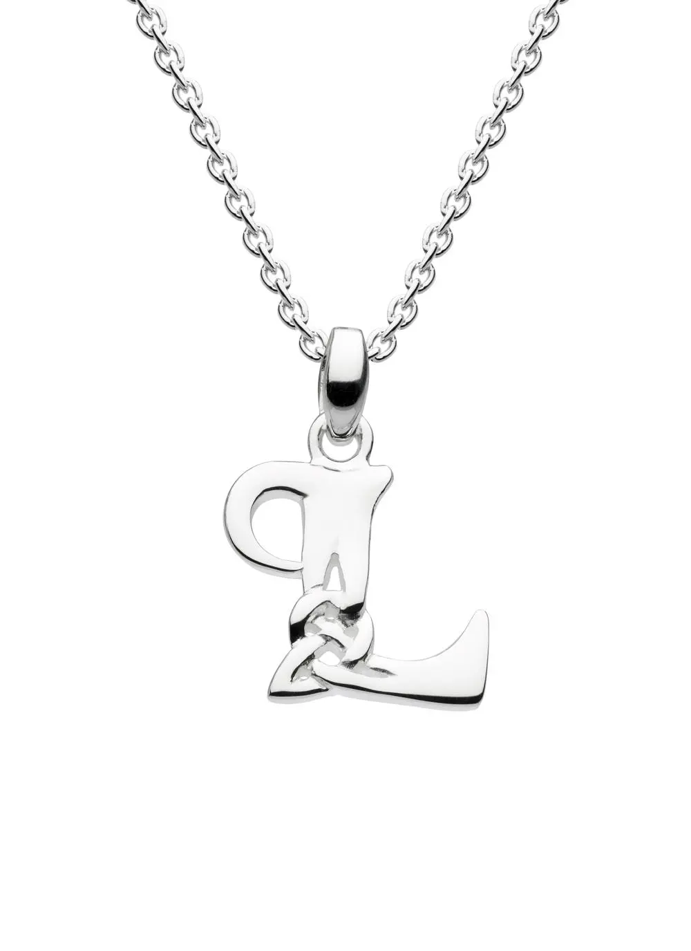 Sterling Silver Celtic Knot Initial Pendant - L