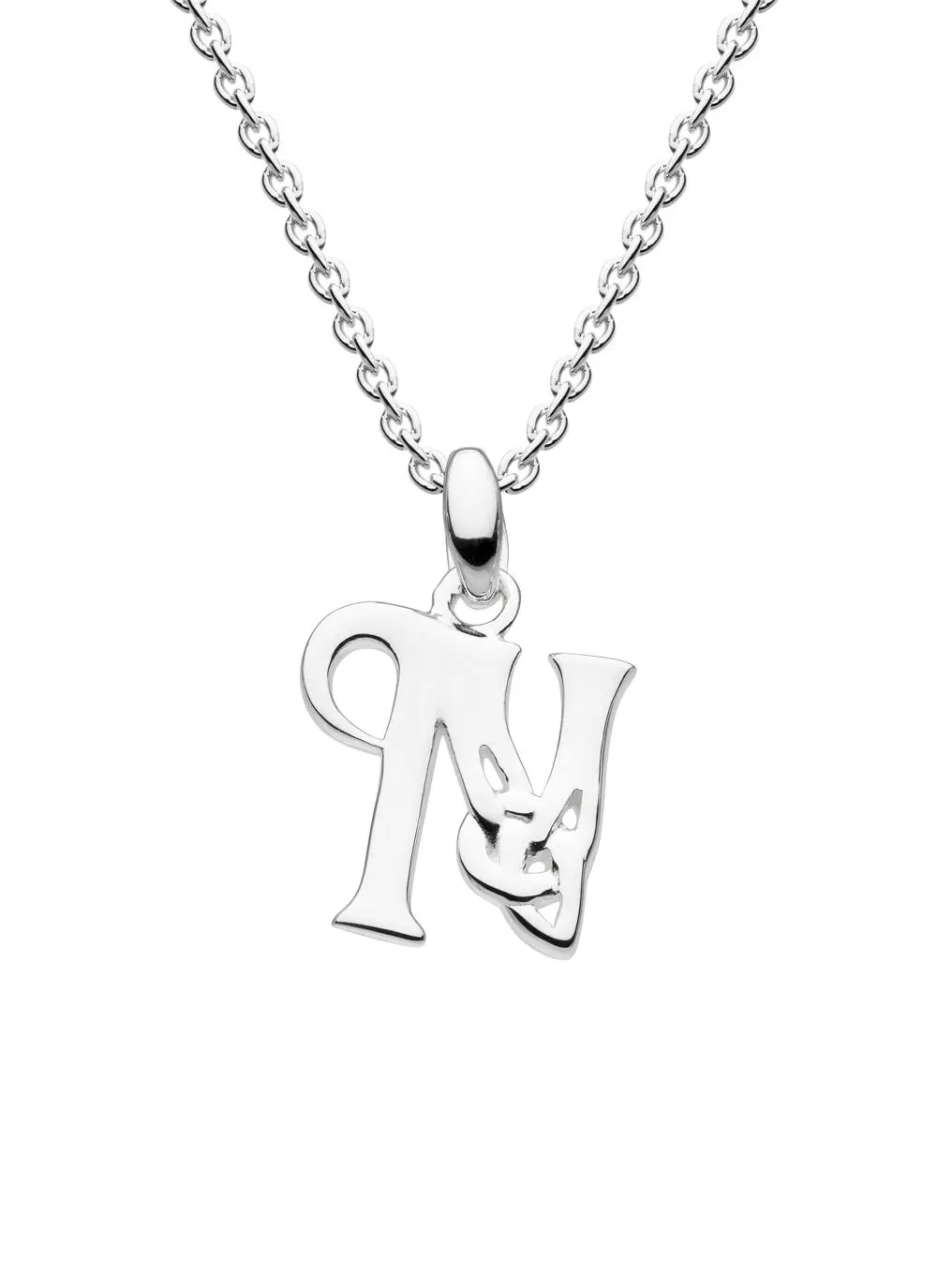 Sterling Silver Celtic Knot Initial Pendant - N