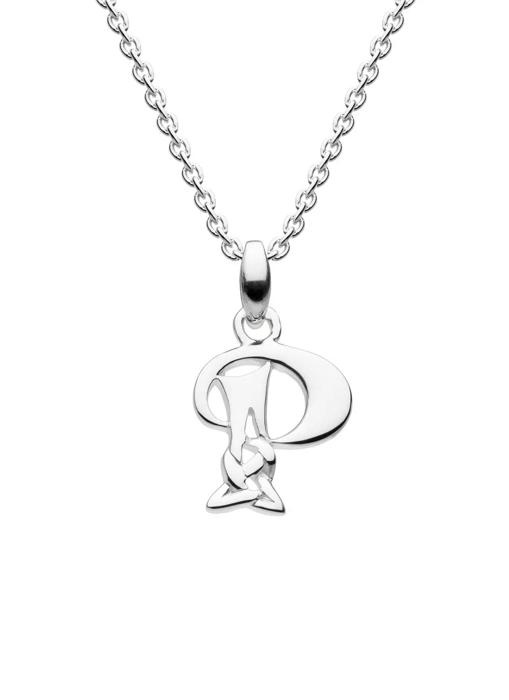 Sterling Silver Celtic Knot Initial Pendant - P