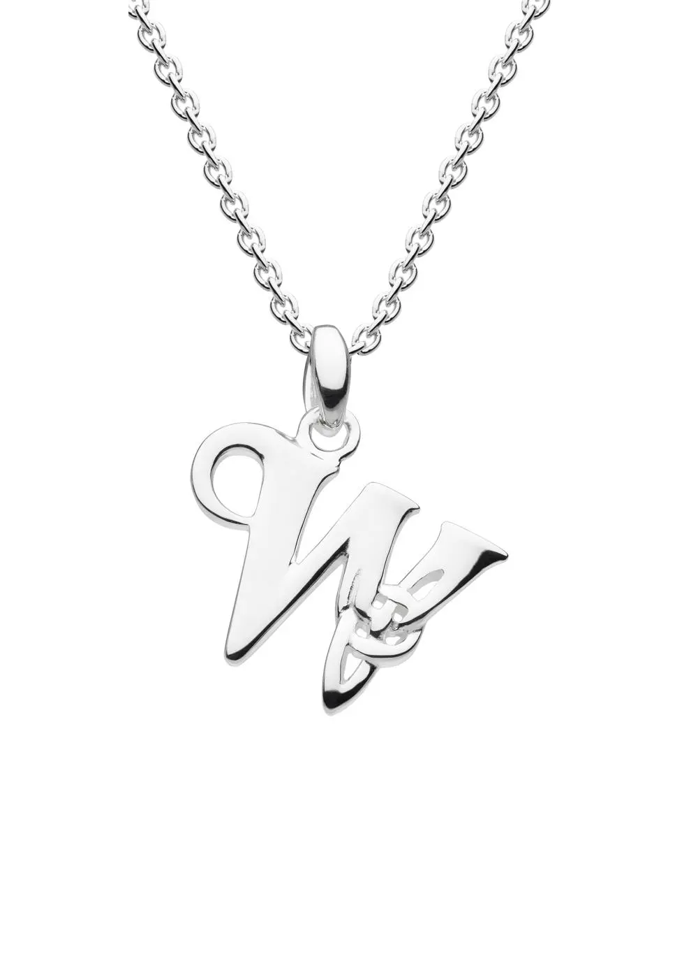 Sterling Silver Celtic Knot Initial Pendant - W
