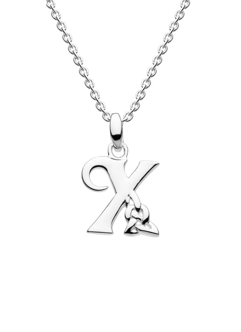 Sterling Silver Celtic Knot Initial Pendant - X