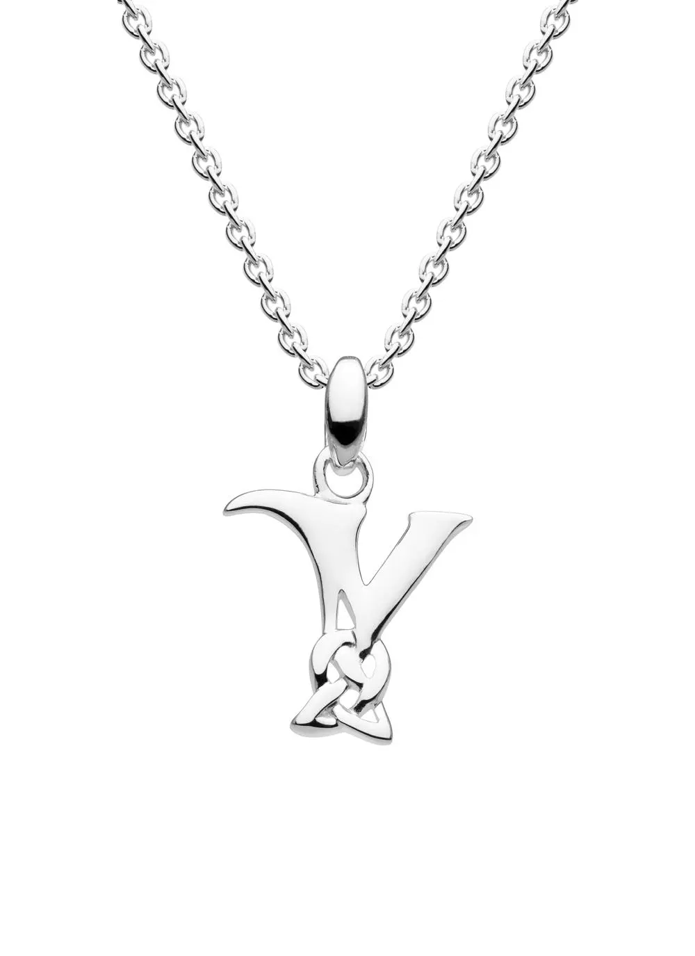 Sterling Silver Celtic Knot Initial Pendant - Y