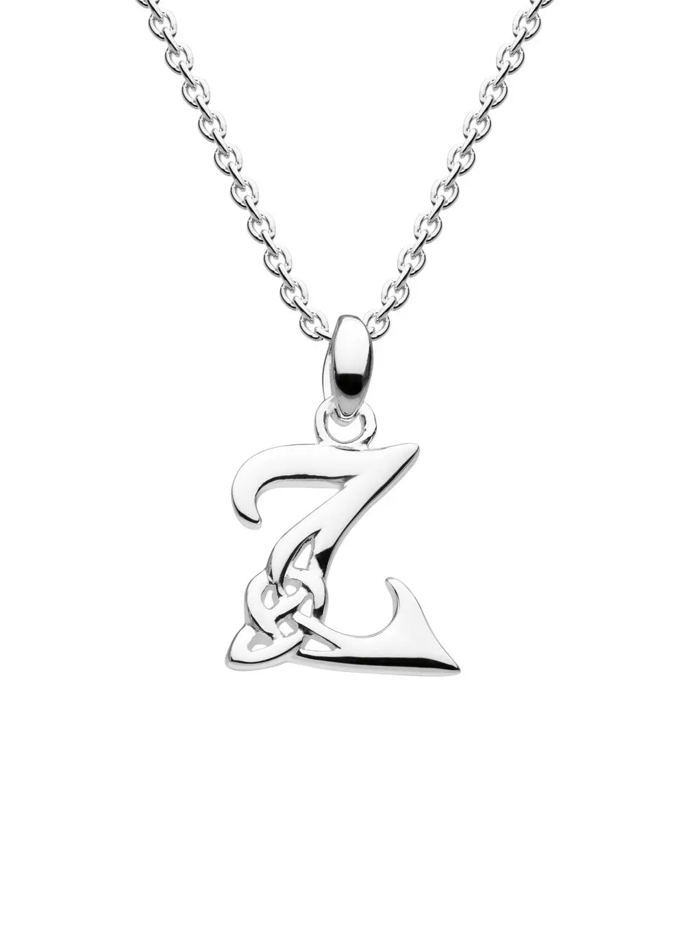 Sterling Silver Celtic Knot Initial Pendant - Z