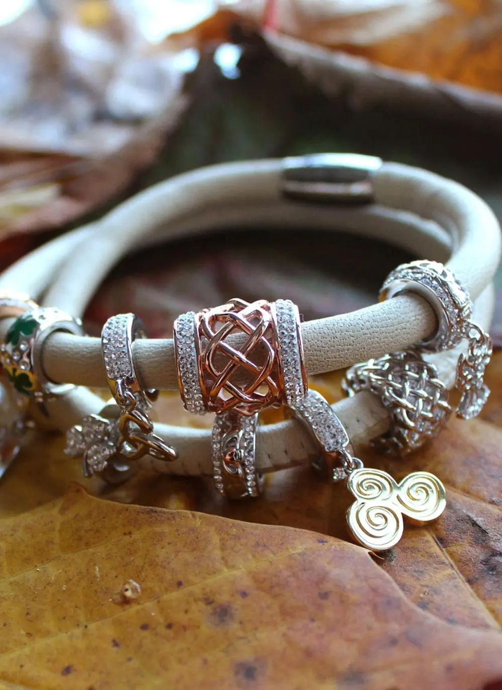 Origin Celtic Rose Gold Plated Bead Adorned With Swarovski Crystals