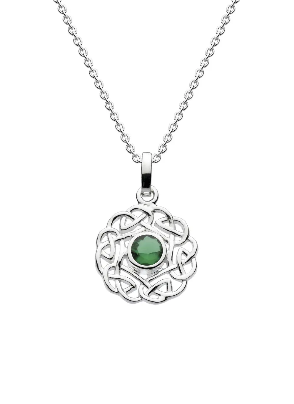 Celtic Knotwork Pendant with Green Stone