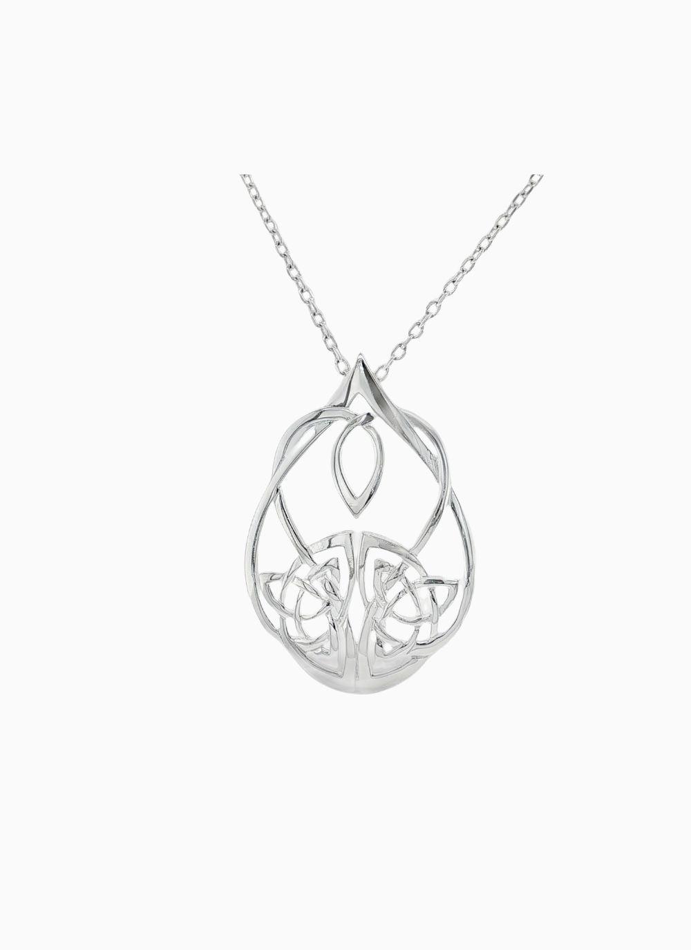 Sterling Silver Celtic Oval Drop Pendant 