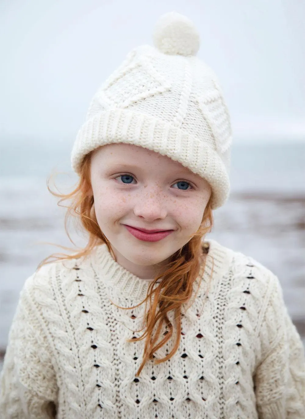 Kids Aran Ski Cap and Mittens Set