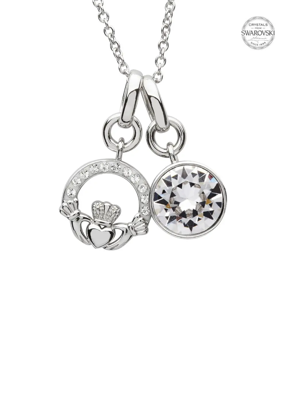 Claddagh Birthstone Charm Pendant Adorned With Swarovski Crystals