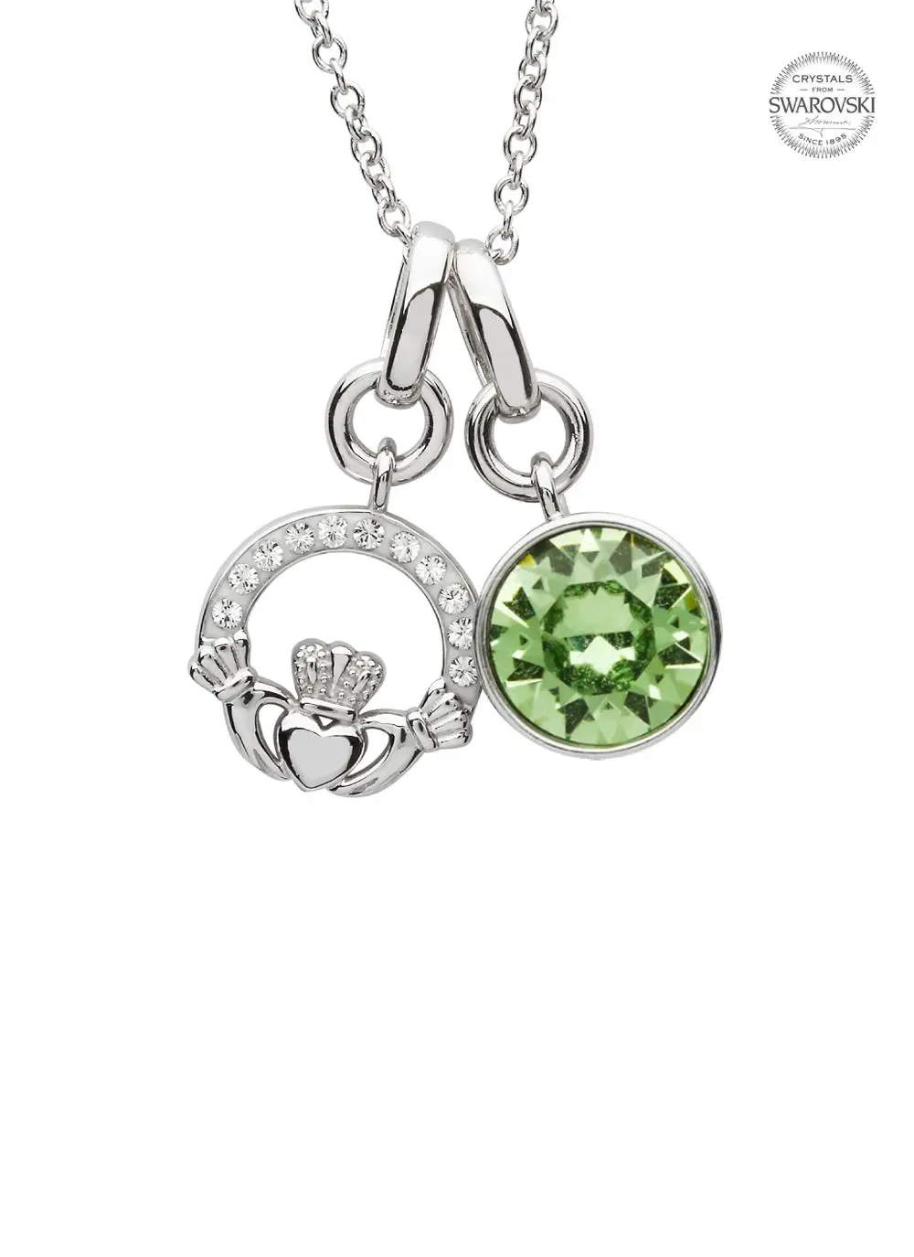 Claddagh Birthstone Charm Pendant Adorned With Swarovski Crystals