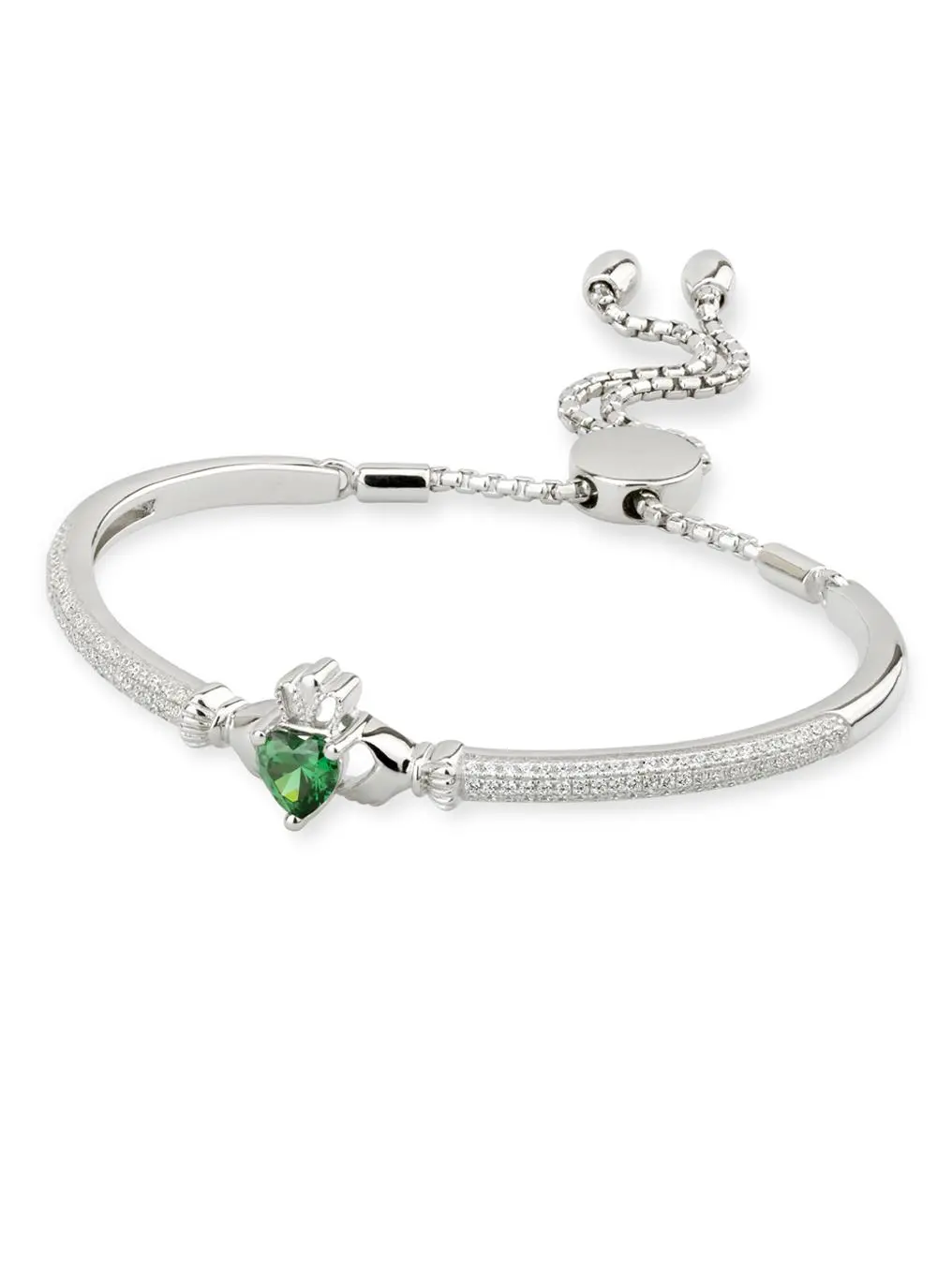 Sterling Silver Draw String Claddagh Bangle