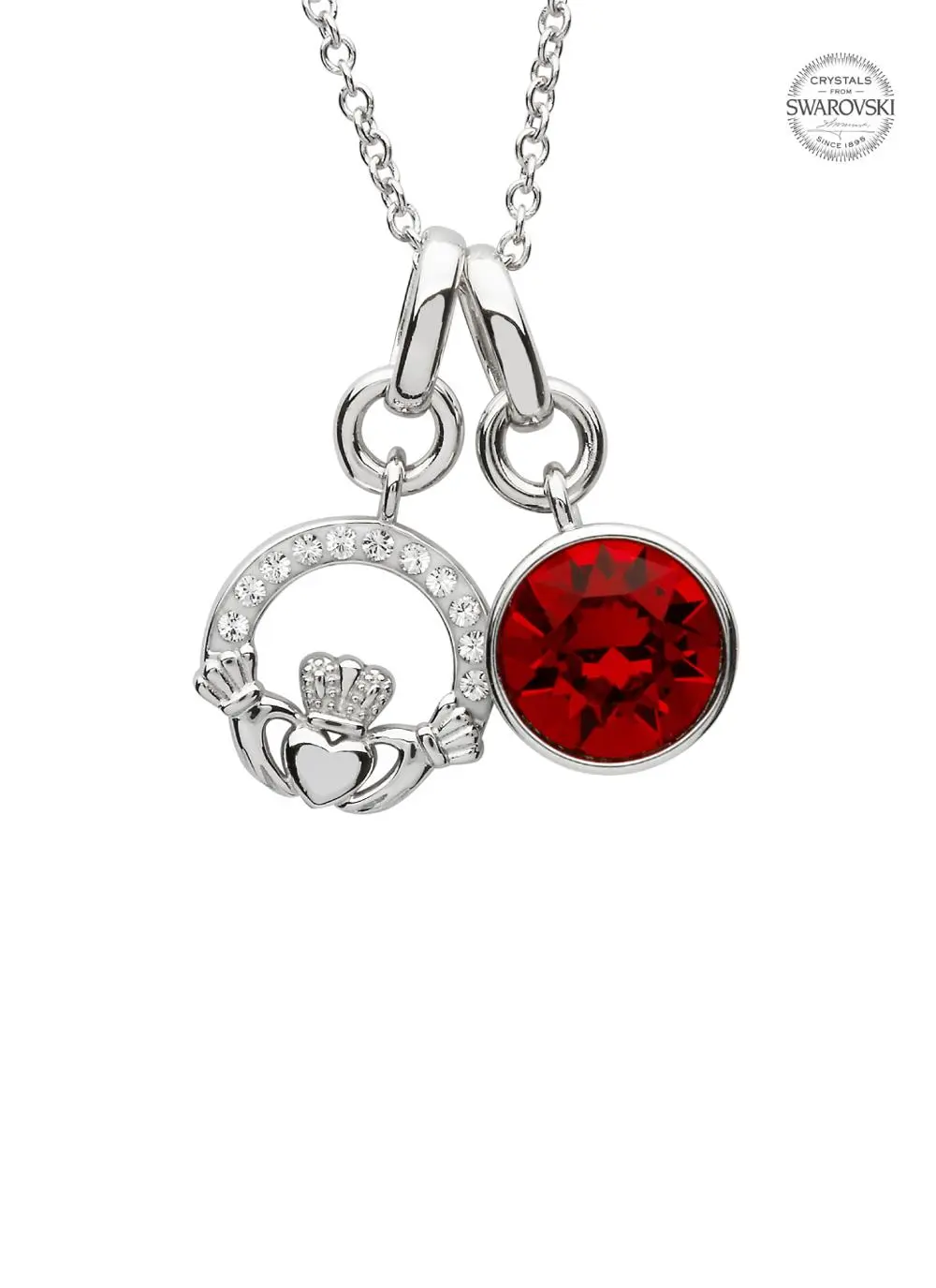 Claddagh Birthstone Charm Pendant Adorned With Swarovski Crystals