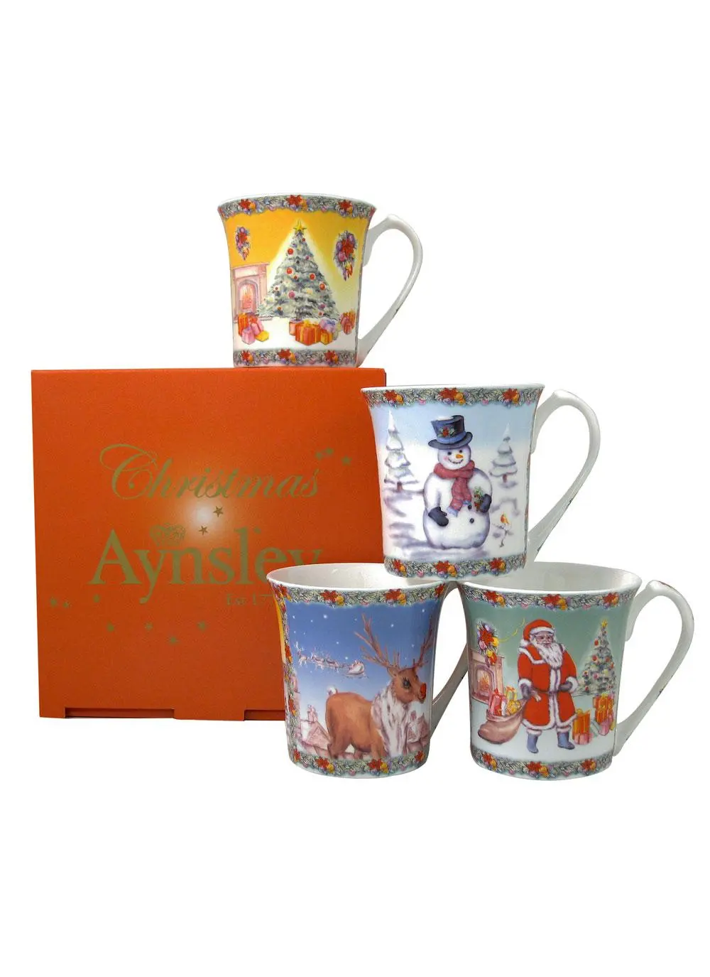 Classic Christmas Four Mugs Set 