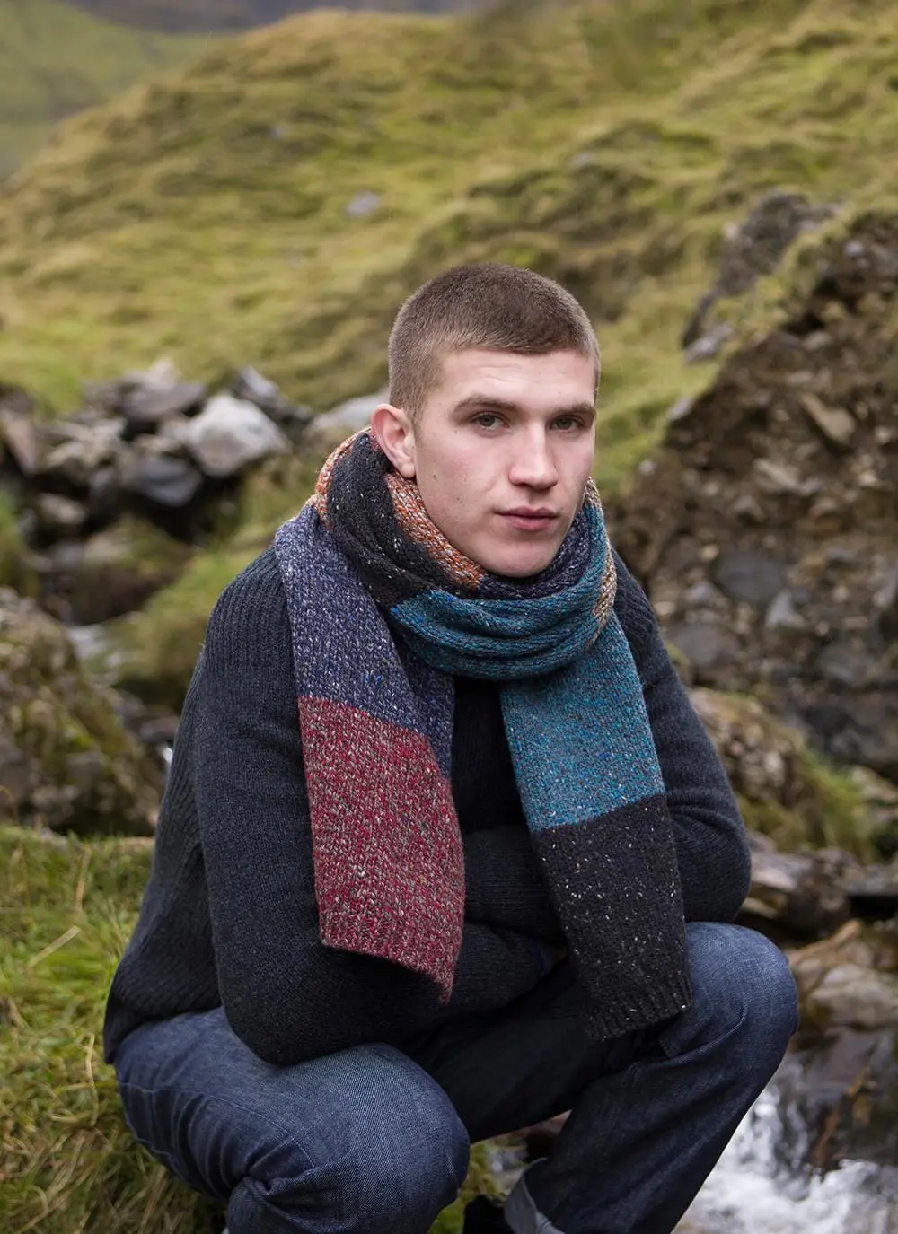 Fisherman Fire & Water Wool Scarf