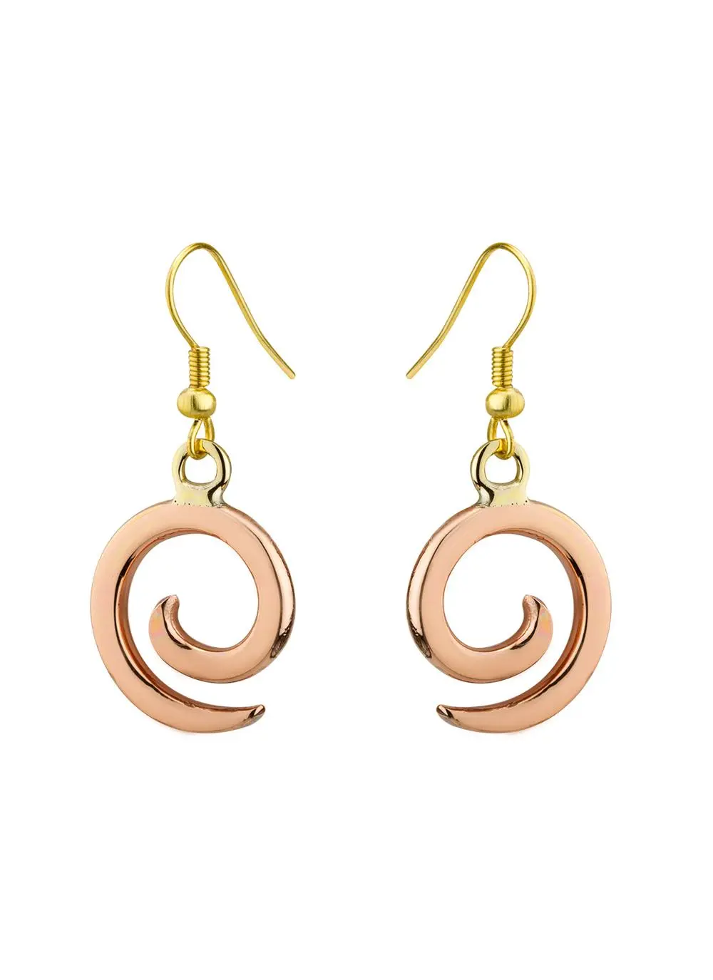 Copper Ancient East Spiral Drop Earrings
