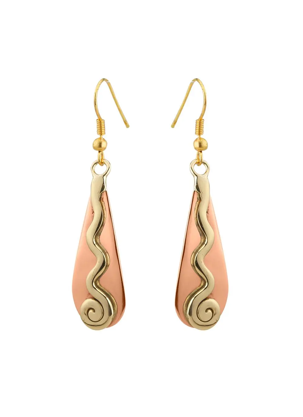 Copper Spiral Teardrop Earrings