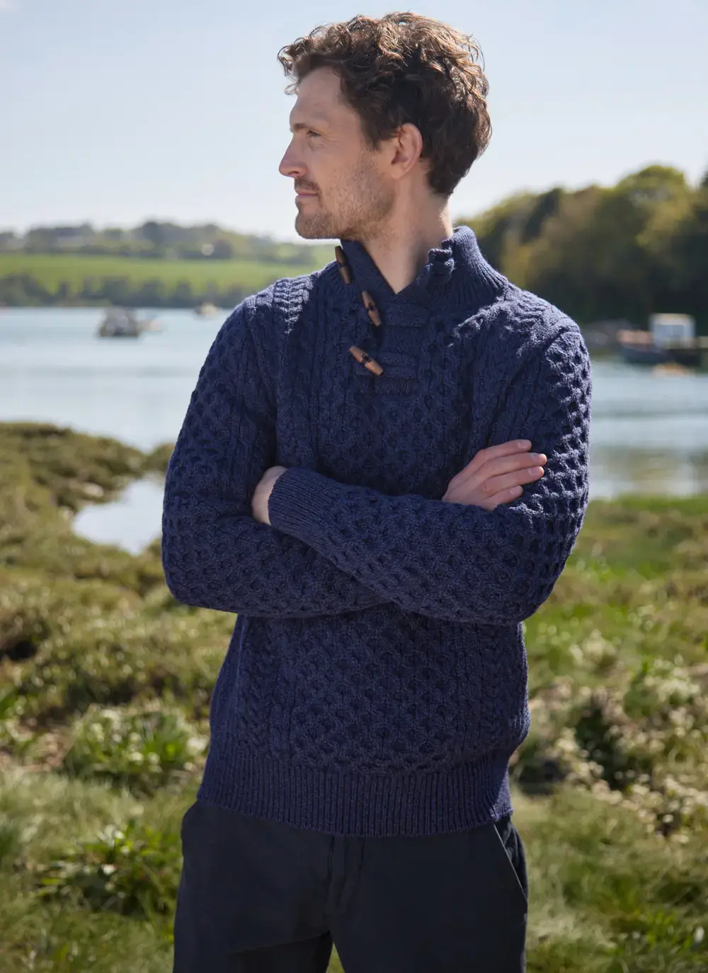 Cormac Toggle Neck Aran Sweater
