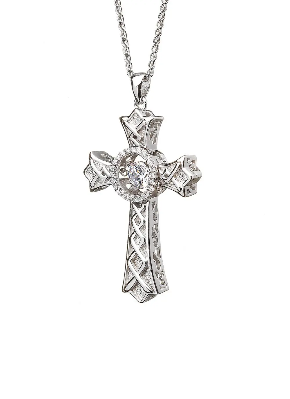 Sterling Silver Dancing Stone Celtic Cross