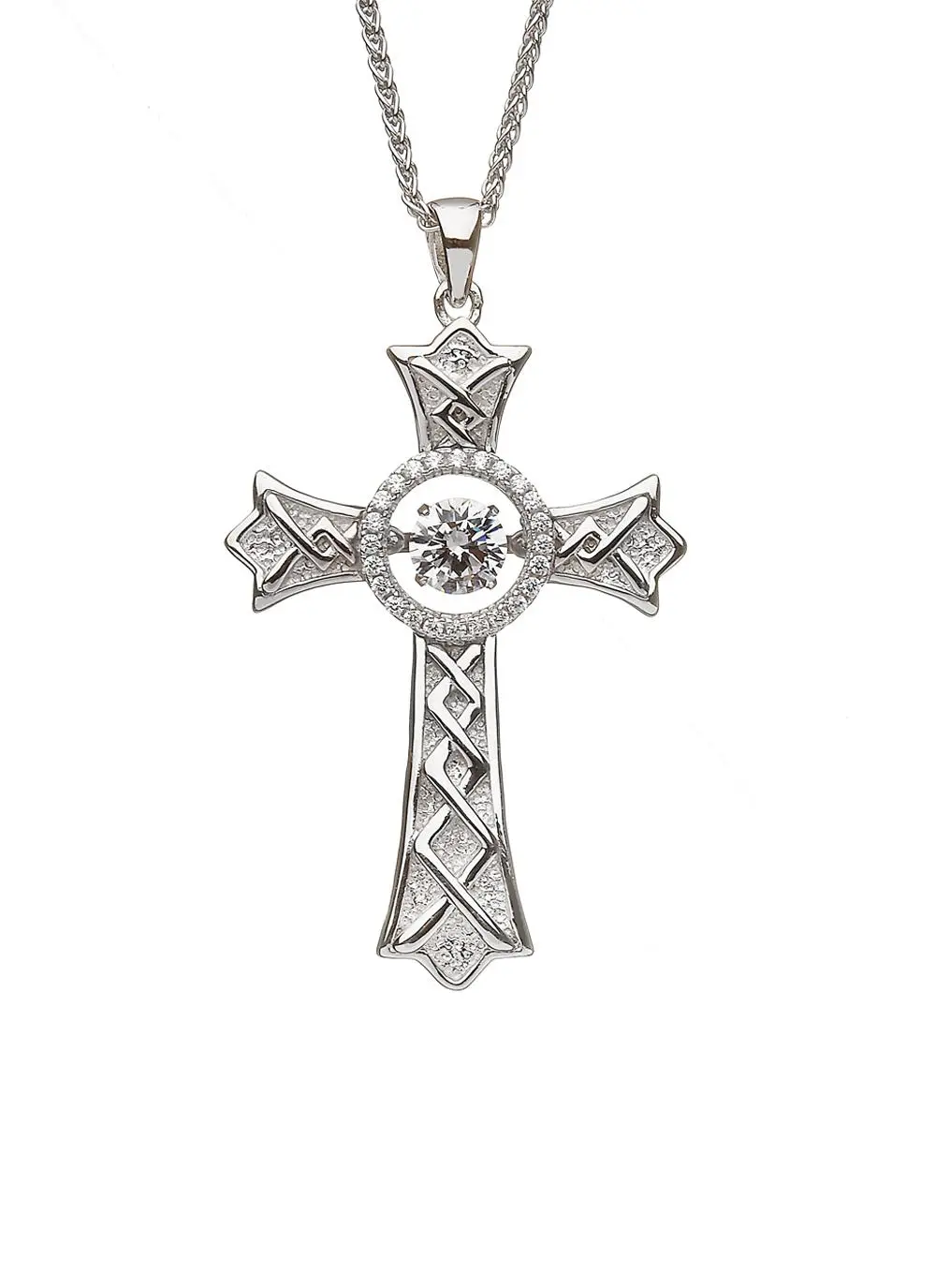 Sterling Silver Dancing Stone Celtic Cross