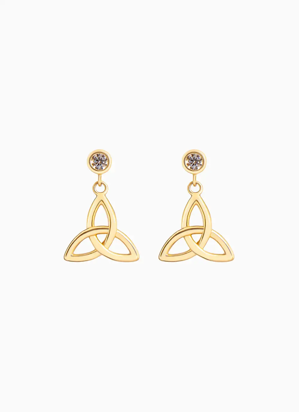 Delicate 14K Gold Vermeil Trinity Knot with Cubic Zirconia Earrings
