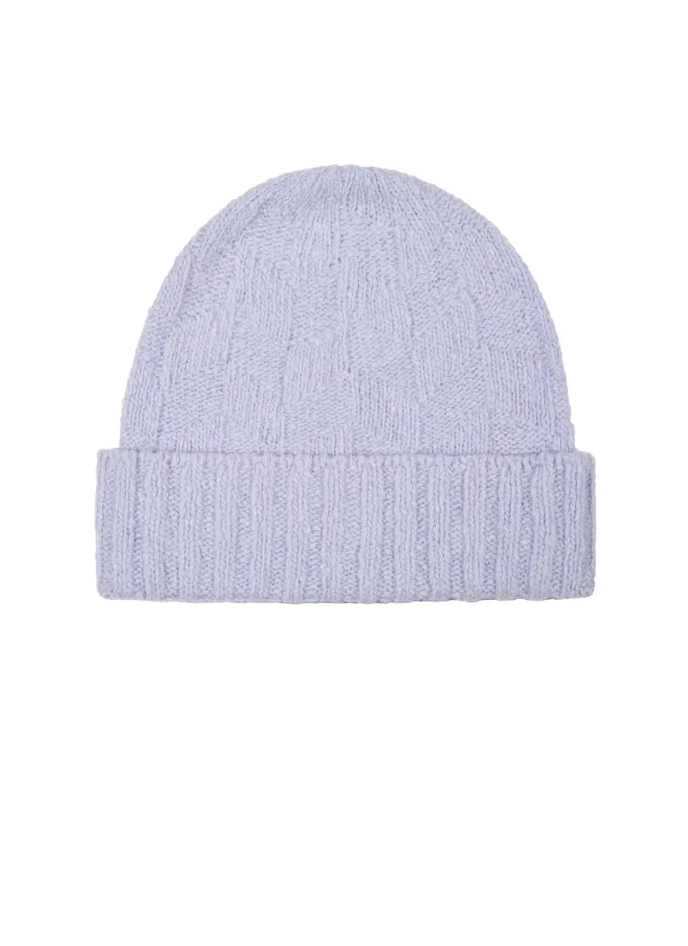 Wool Cashmere Diamond Textured Hat & Scarf Set