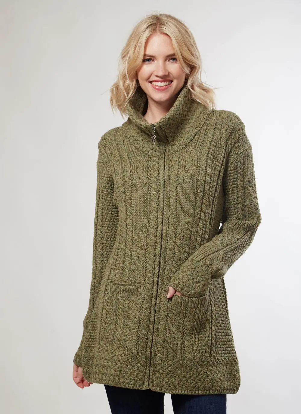 Double Collar Zip Cardigan