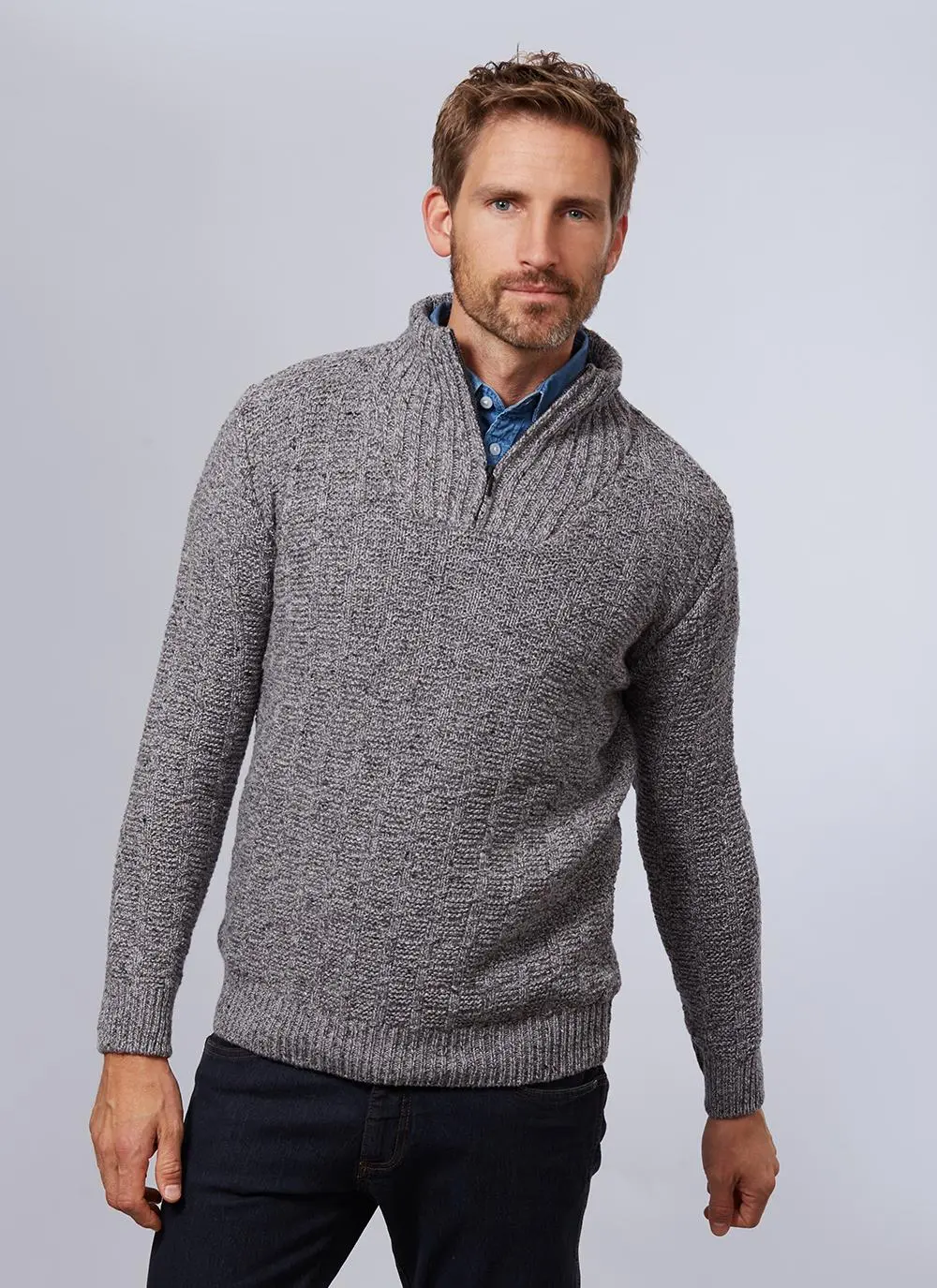 Dunmore Textured Zip Neck Sweater | Blarney