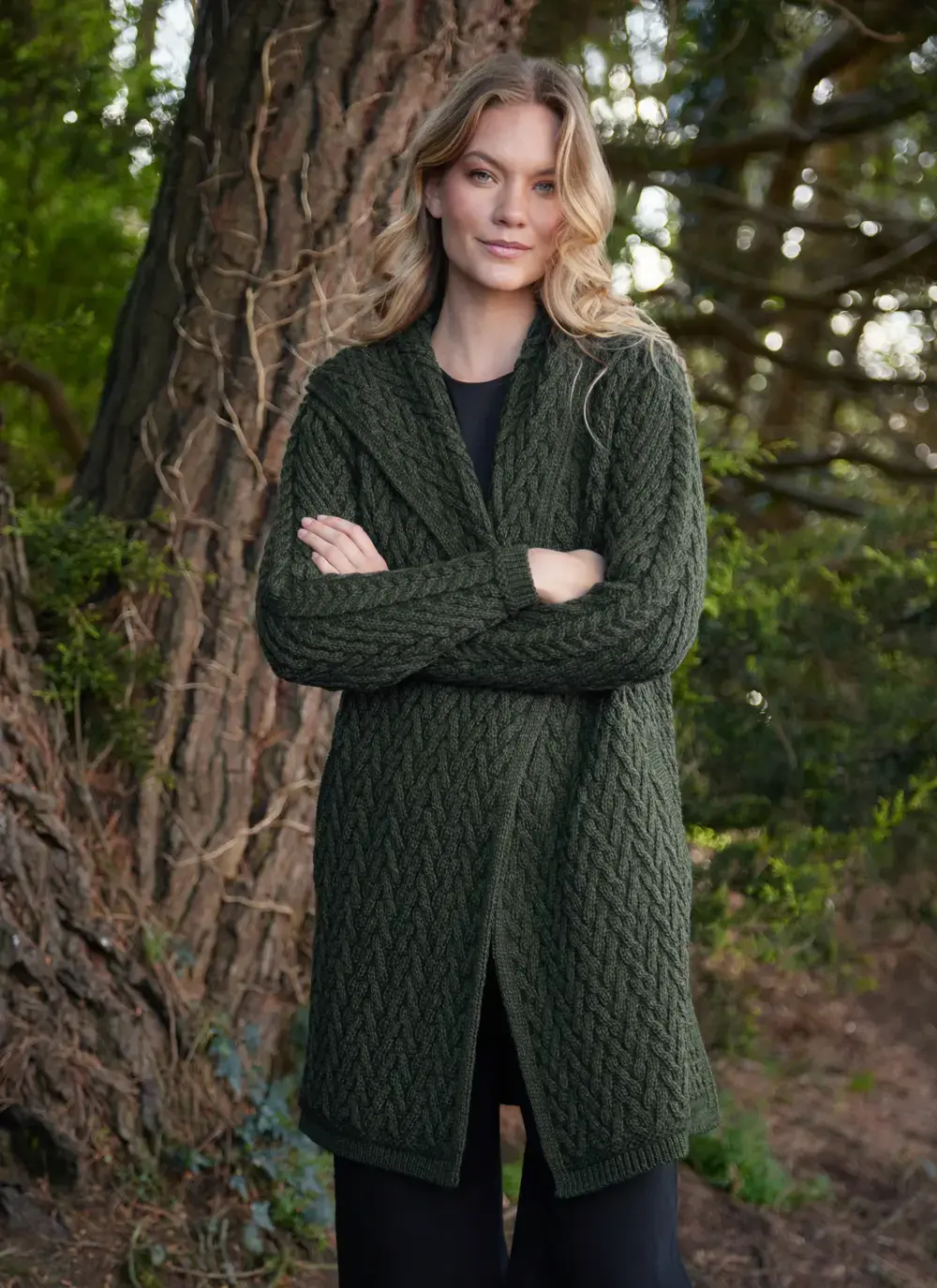 Eimear Aran Cable Knit Hooded Cardigan