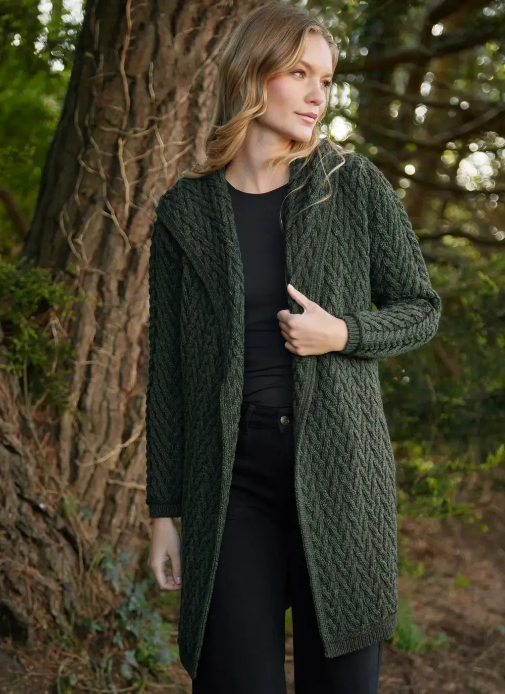 Eimear Aran Cable Knit Hooded Cardigan