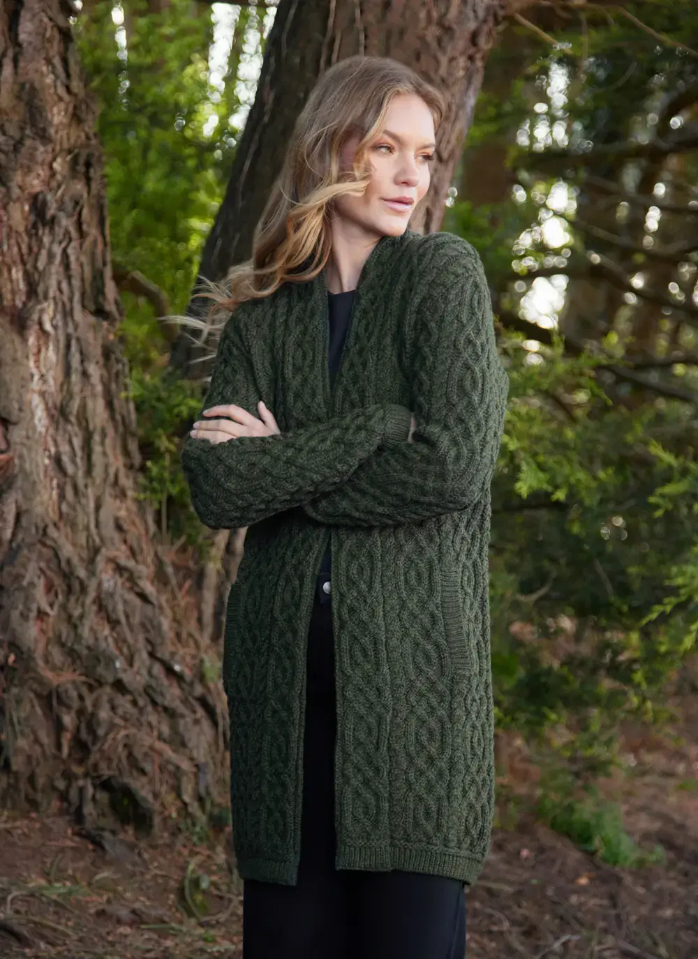 Eimear Aran Cable Knit Hooded Cardigan