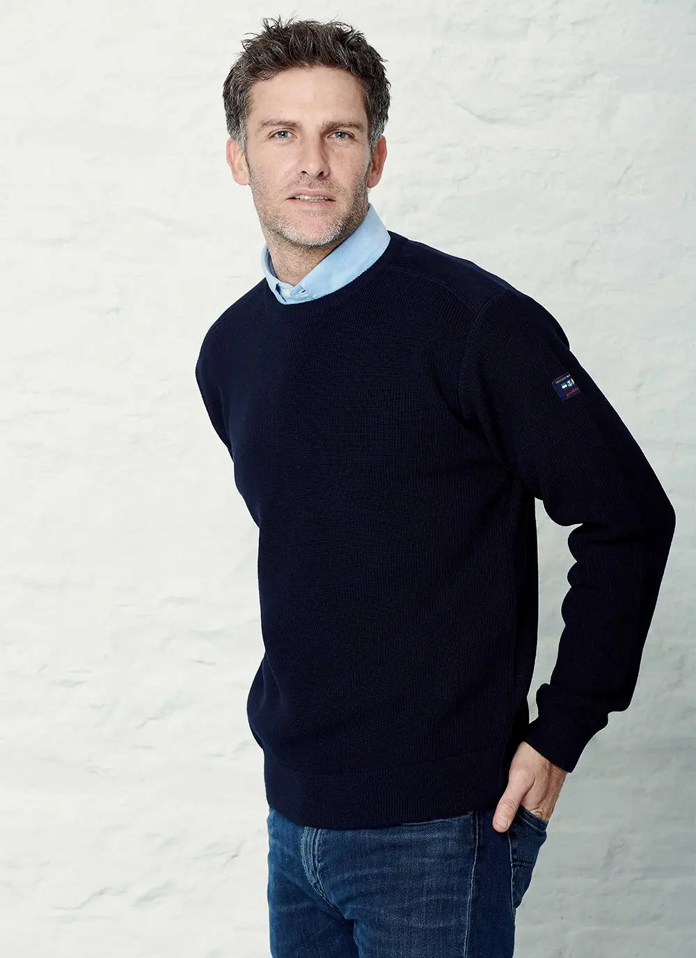 Elbow Patch Crew Neck Sweater
