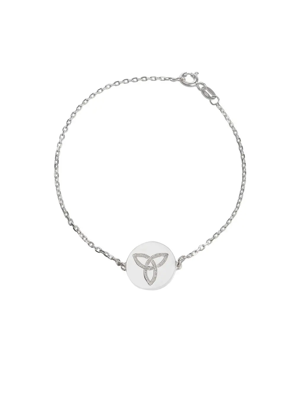 Sterling Silver Trinity Knot Disc Bracelet