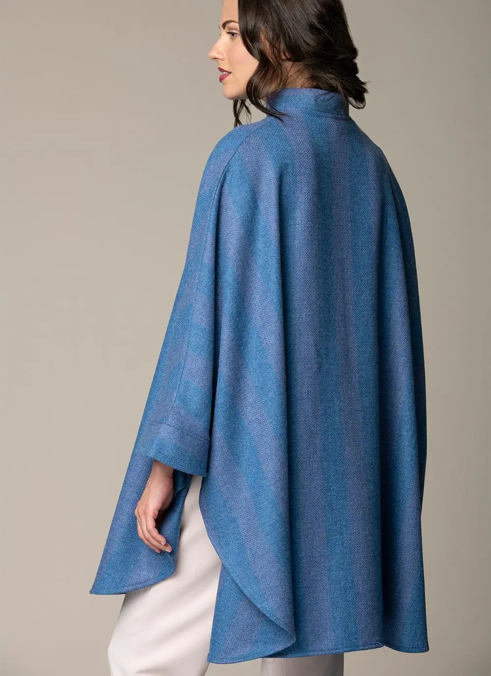 Evie Long Button Cape - Lavender Blue