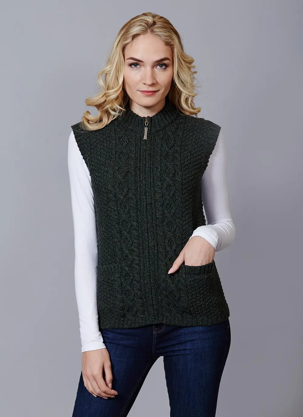 Fia Zip Aran Gilet
