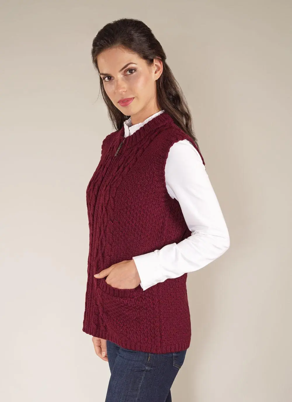 Fia Zip Aran Gilet