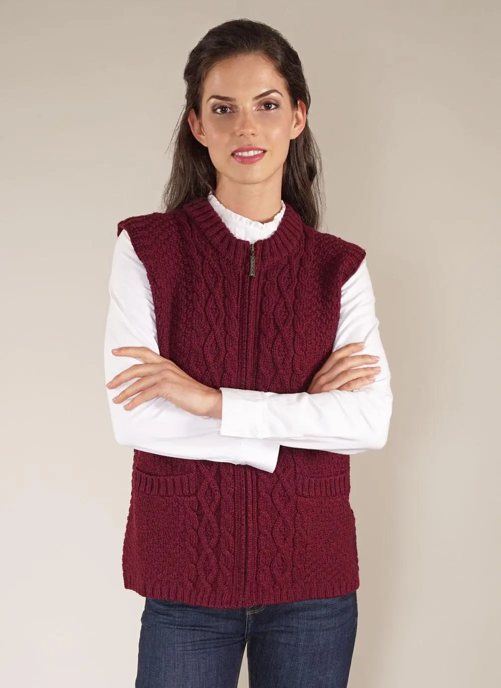 Fia Zip Aran Gilet