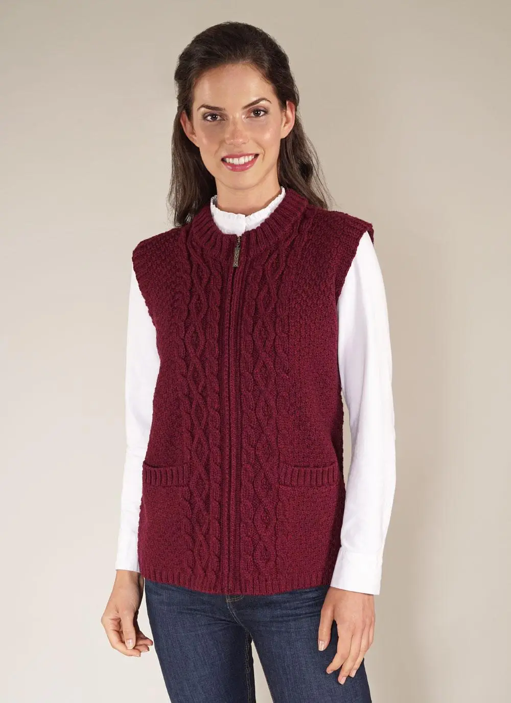 Fia Zip Aran Gilet